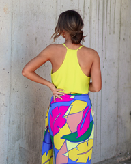 Off In Paradise Printed Wrap Midi Skirt Oshnow