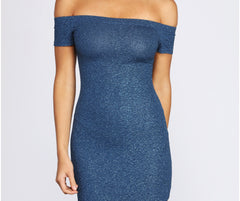Off Shoulder Glitter Mini Dress Oshnow