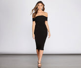 Off Shoulder Ruched Midi Dress Oshnow