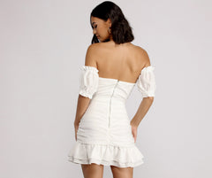 Off Shoulder Ruffle Mini Dress Oshnow