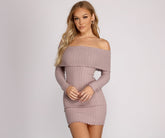 Off The Shoulder Brushed Knit Mini Dress Oshnow