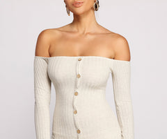 Off The Shoulder Button Down Mini Dress Oshnow