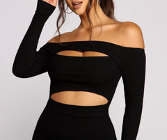 Off The Shoulder Ribbed Knit Cutout Mini Dress Oshnow