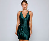 Oksana Formal Satin Mini Dress Oshnow