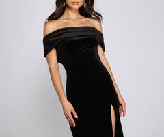 Olivia Formal Velvet Off-The-Shoulder Maxi Dress Oshnow