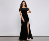 Olivia Formal Velvet Off-The-Shoulder Maxi Dress Oshnow