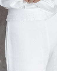 Olivia Pocketed Satin Wide Leg Pants - White Oshnow