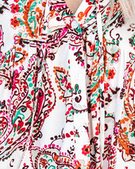 On Repeat Printed Button Down Babydoll Top Oshnow
