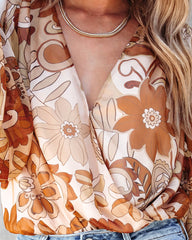 One Groovy Fall Floral Balloon Sleeve Bodysuit Oshnow