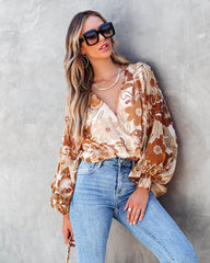 One Groovy Fall Floral Balloon Sleeve Bodysuit Oshnow