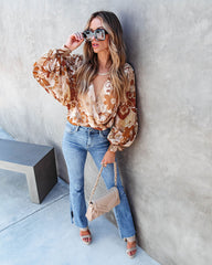 One Groovy Fall Floral Balloon Sleeve Bodysuit Oshnow