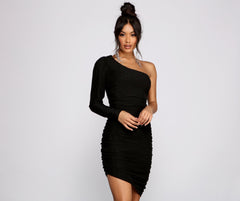 One Shoulder Glitter Lurex Bodycon Oshnow