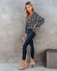 Only In Your Dreams Floral Lace Up Blouse Oshnow