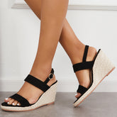 Open Toe Platform Espadrilles Wedge Ankle Strap Slingback Sandals Oshnow