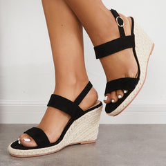 Open Toe Platform Espadrilles Wedge Ankle Strap Slingback Sandals Oshnow