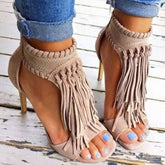 Open Toe Tassels Ankle Ladies Sandals Oshnow