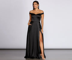 Ophelia Formal High Slit Satin Dress Oshnow