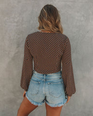 Ortiz Printed Lace Up Crop Top Oshnow