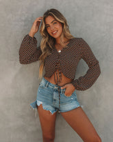 Ortiz Printed Lace Up Crop Top Oshnow