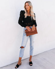 Outer Banks Cotton Crochet Lace Crop Top - Black Oshnow