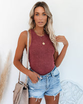 PREORDER - Cactus Washed Cotton Racerback Tank - Merlot Oshnow