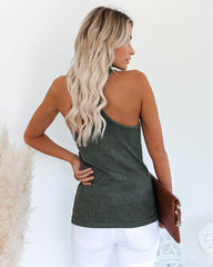 PREORDER - Cactus Washed Cotton Racerback Tank - Olive Oshnow