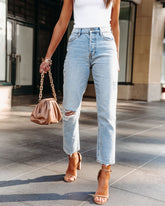 PREORDER - Ryan High Rise Rigid Distressed Straight Jeans Oshnow