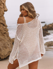 PREORDER - Seashore Open Knit Top - Cream Oshnow