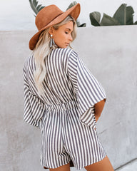 PREORDER - Wind In My Sails Cotton Pocketed Tie Romper Oshnow
