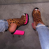 PU Leather Chunky Heels Oshnow