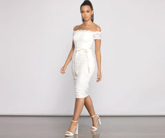 Paige Formal Off The Shoulder Scalloped Lace Dress Oshnow