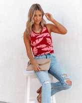 Palmetto Crop Knit Tank - Rust Oshnow