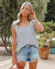 Pammy Cotton Blend Striped Top Oshnow