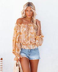 Papaya Printed Off The Shoulder Blouse Oshnow