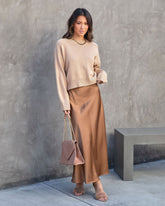 Parker Satin Midi Skirt - Caramel Oshnow