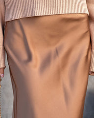 Parker Satin Midi Skirt - Caramel Oshnow