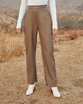 Parkhaven Pocketed High Rise Faux Leather Pants - Brown Oshnow