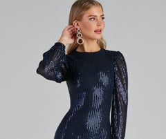 Party Sequin Balloon Sleeve Mini Dress Oshnow