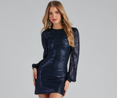 Party Sequin Balloon Sleeve Mini Dress Oshnow