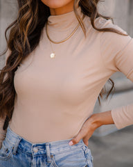 Past Or Present Turtleneck Knit Top - Beige Oshnow