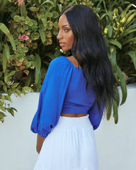 Pattaya Tie Front Crop Top - Royal Blue Oshnow