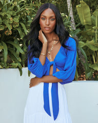 Pattaya Tie Front Crop Top - Royal Blue Oshnow