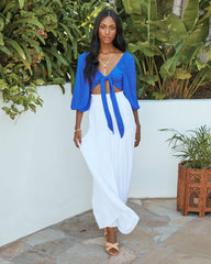 Pattaya Tie Front Crop Top - Royal Blue Oshnow