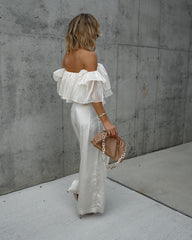 Paula Satin High Waisted Front Tie Pants - Champagne Oshnow