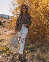 Pauline Cotton Plaid Button Down Top Oshnow