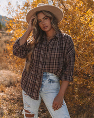 Pauline Cotton Plaid Button Down Top Oshnow