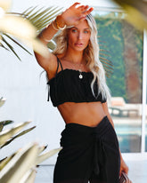 Payson Billowed Crop Top - Black Oshnow