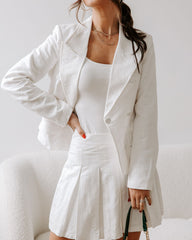 Peace Of Mind Pleated Embossed Mini Skirt - White - SALE Oshnow