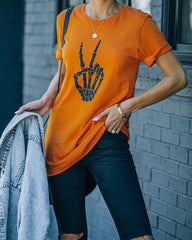 Peace Out Skeleton Cotton Tee Oshnow