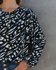 Peacock Printed Ruffle Blouse Oshnow